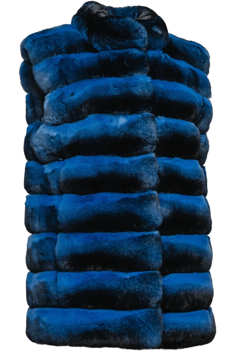 Cobalt Horizontal Chinchilla Fur Vest