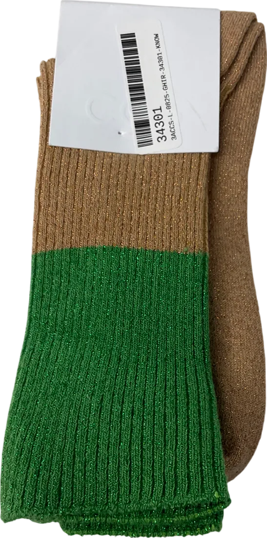 cos Metallic Pair Of Sock Green And Gold Glitter UK 3 EU 36 👠