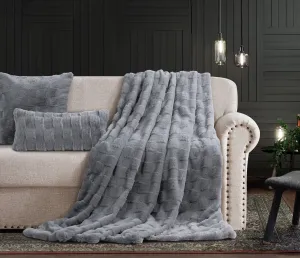 Cotton Co Prague Faux fux Throw 120 X 180cm Grey