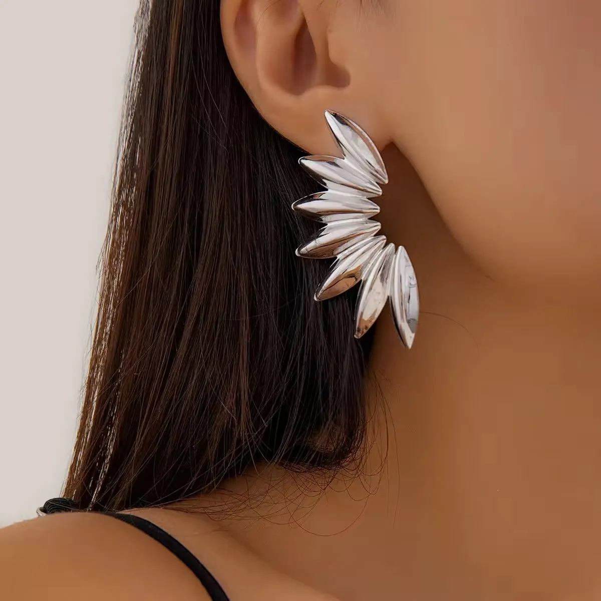 Creatively Steampunk Metal Half Flower Stud Earrings