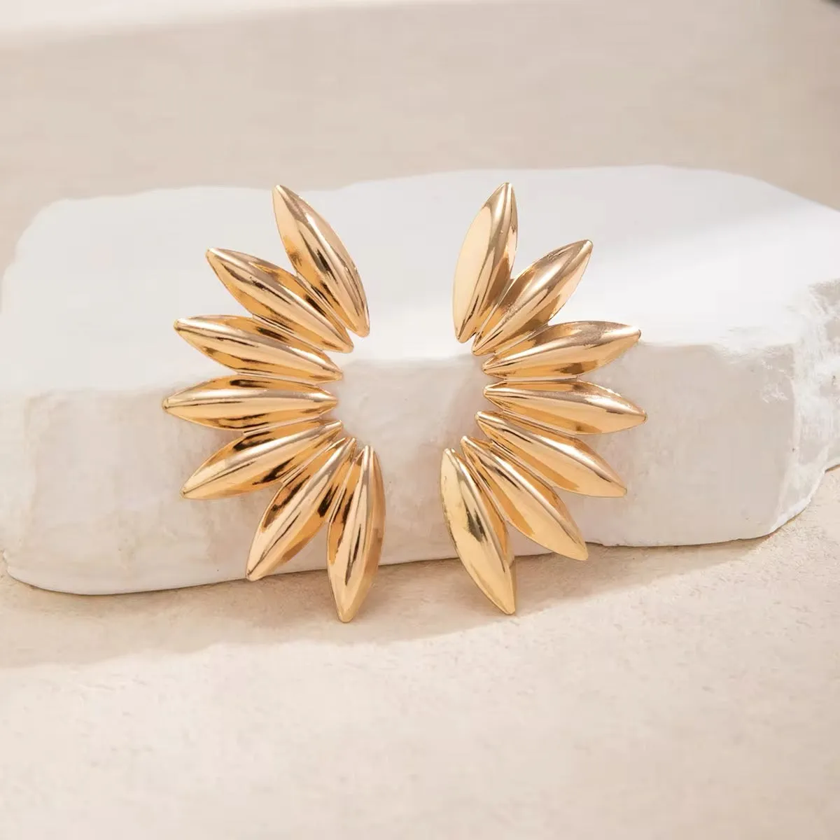 Creatively Steampunk Metal Half Flower Stud Earrings