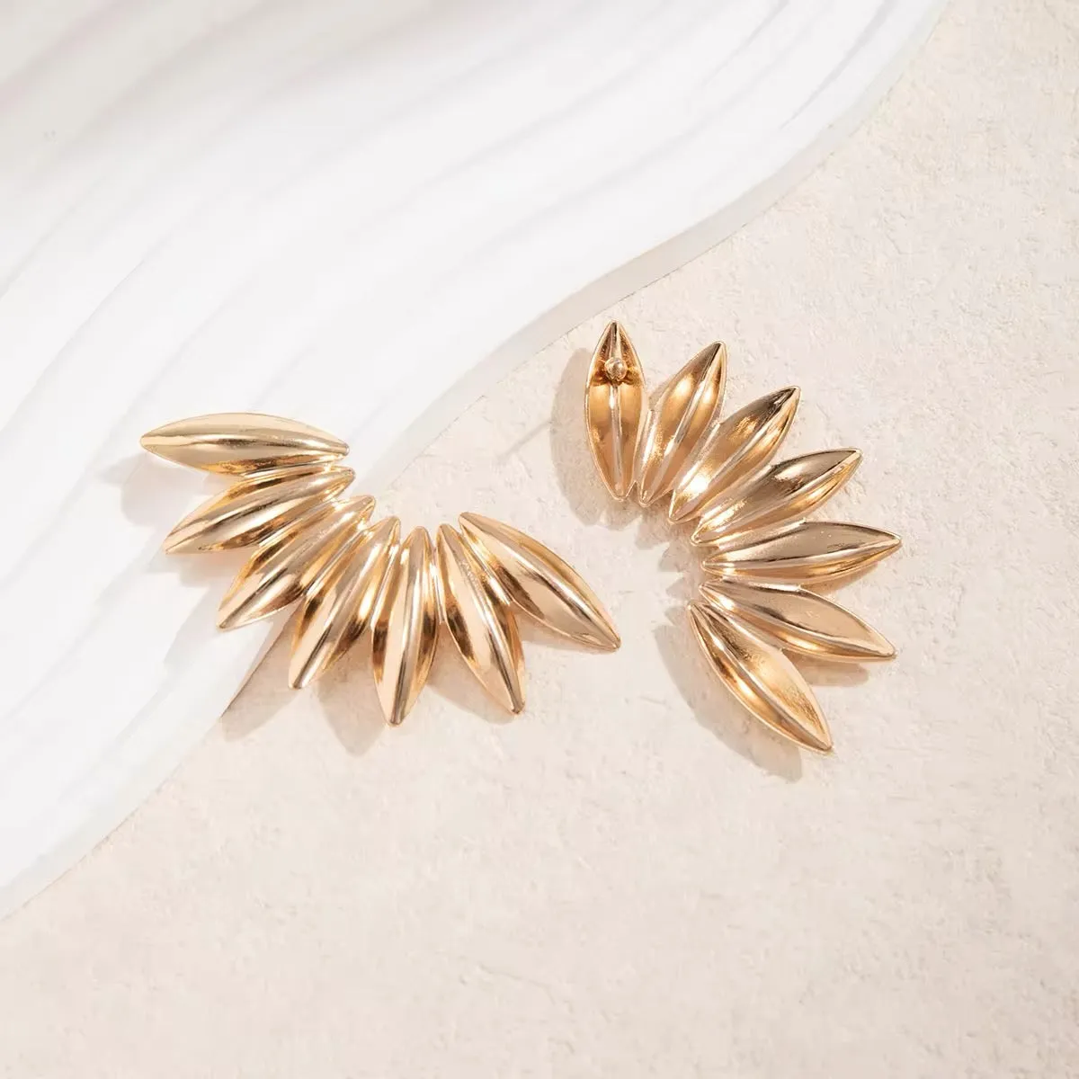 Creatively Steampunk Metal Half Flower Stud Earrings