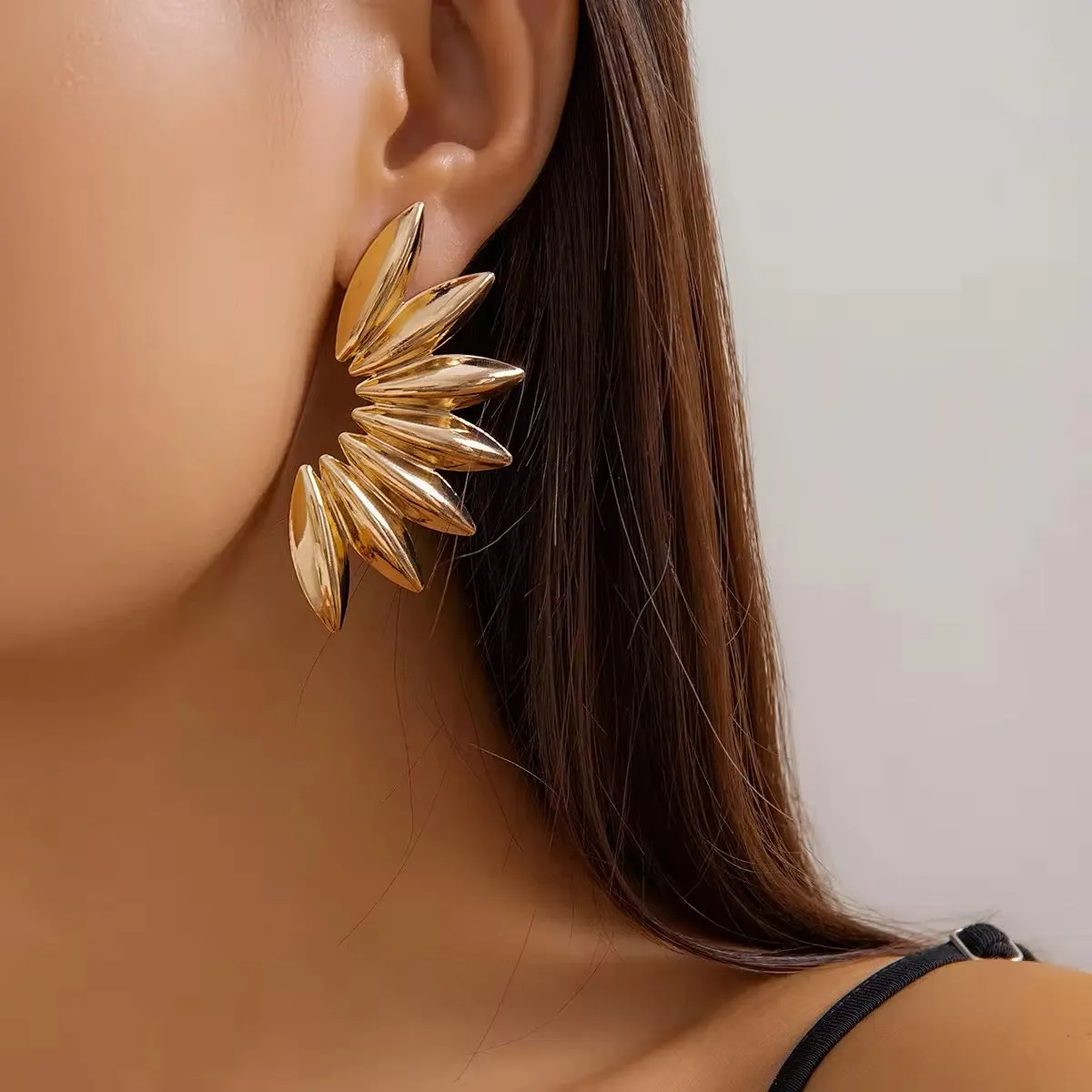 Creatively Steampunk Metal Half Flower Stud Earrings