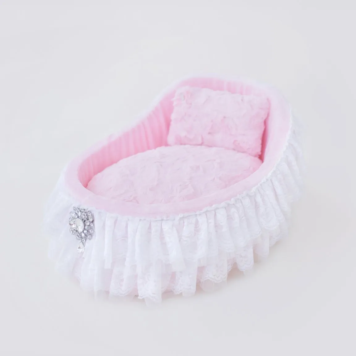 Crib Dog Bed with Ruffles in Baby Doll Pink (Custom Drop Ship)