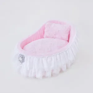 Crib Dog Bed with Ruffles in Baby Doll Pink (Custom Drop Ship)