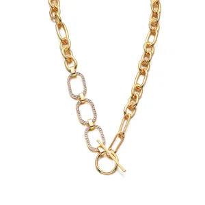 Cubic Zirconia 18K Gold-Plated Oval Necklace