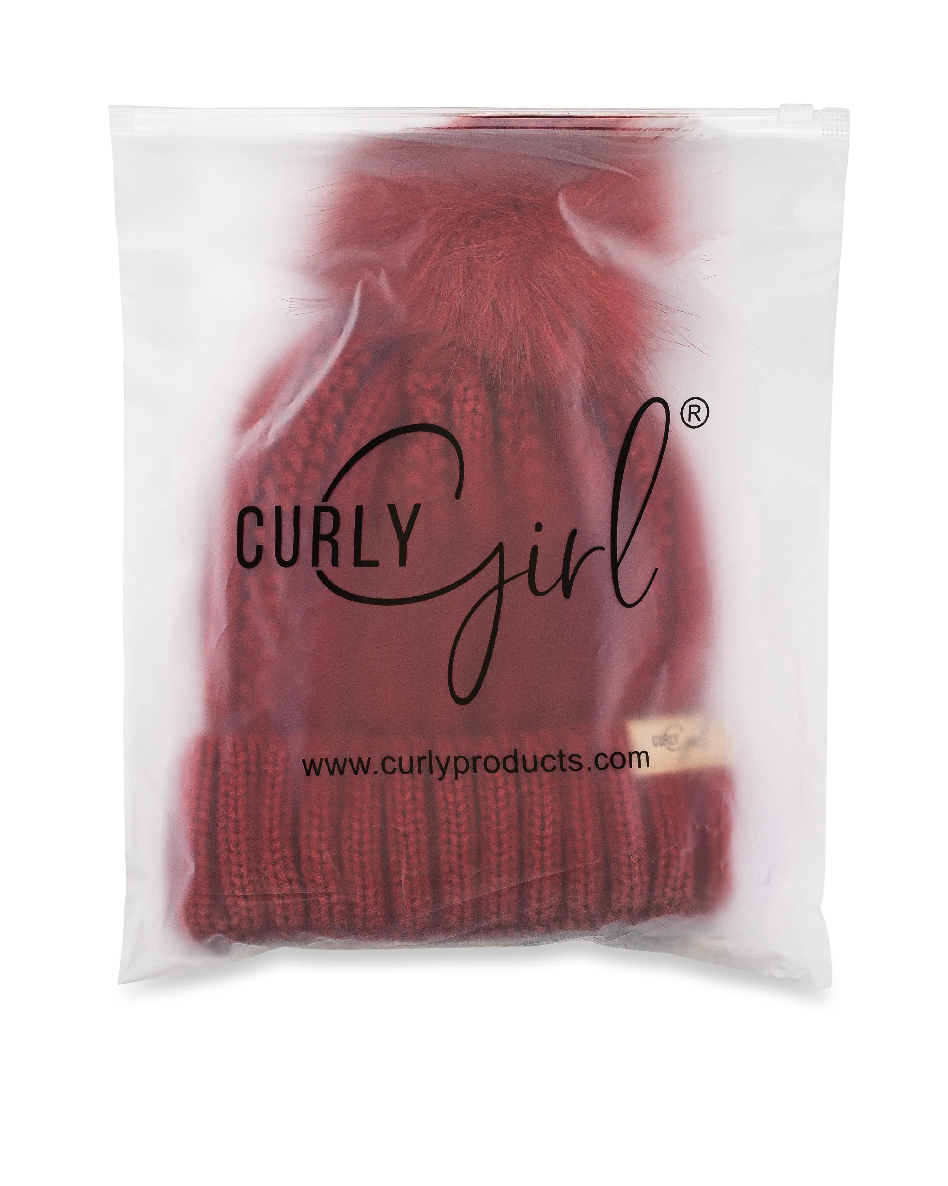 Curly Girl® Womens Winter Knitted Beanie Hat with Faux Fur Pom Warm Knit Skull Cap Beanie for Women