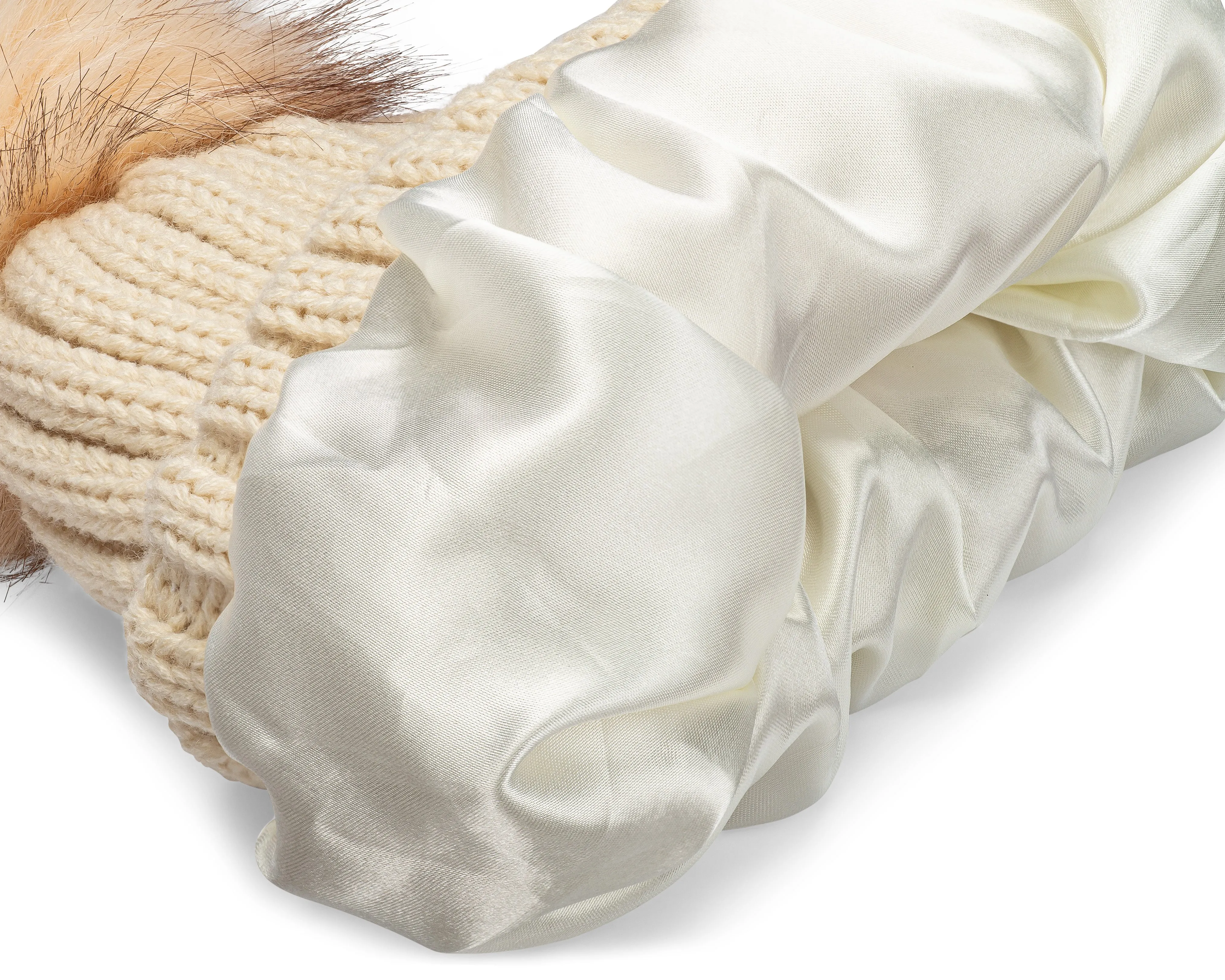 Curly Girl® Womens Winter Knitted Beanie Hat with Faux Fur Pom Warm Knit Skull Cap Beanie for Women