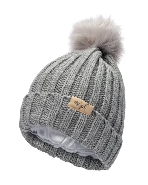 Curly Girl® Womens Winter Knitted Beanie Hat with Faux Fur Pom Warm Knit Skull Cap Beanie for Women