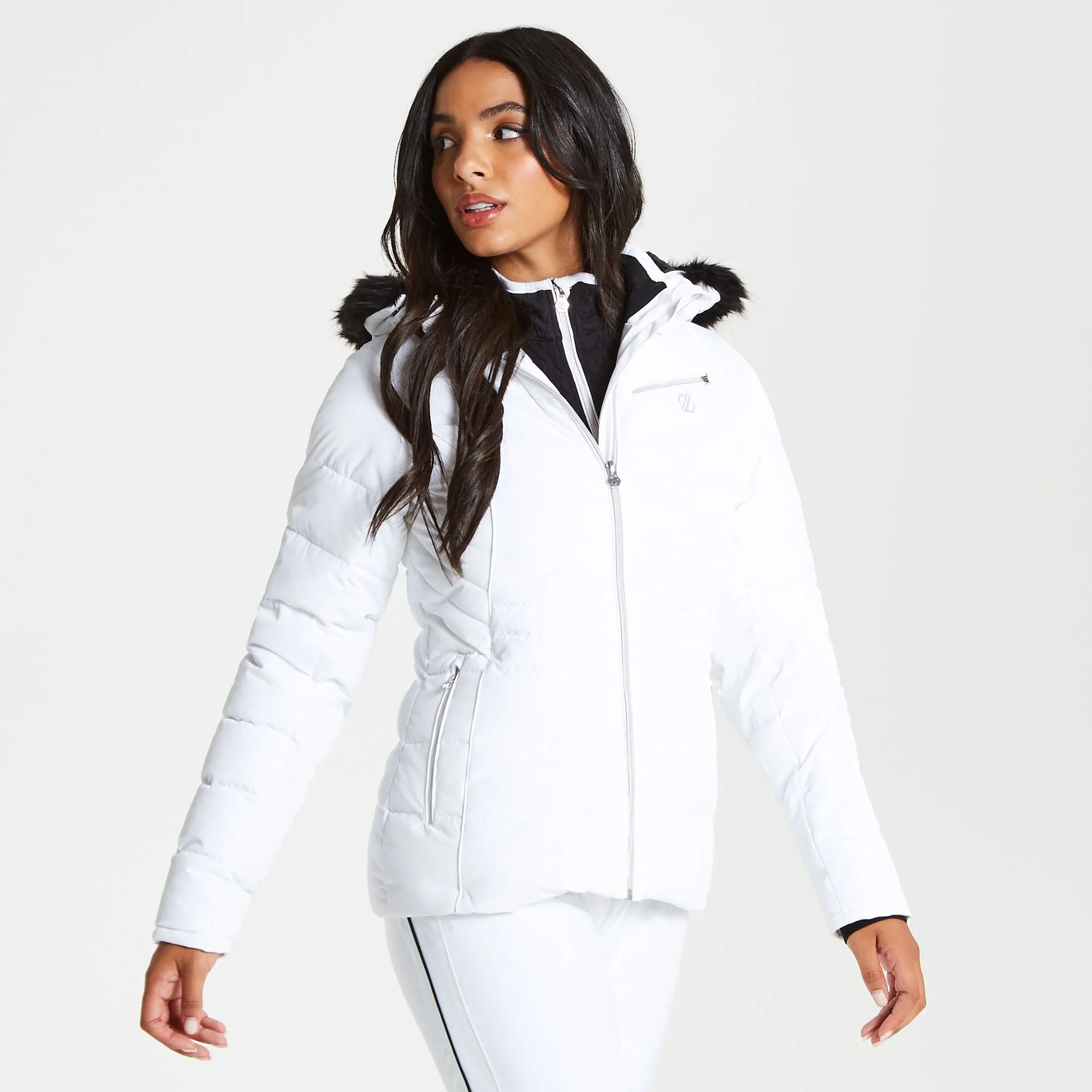 Dare 2B Women's Glamorize Faux Fur Trim Luxury Ski Jacket White RRP £200