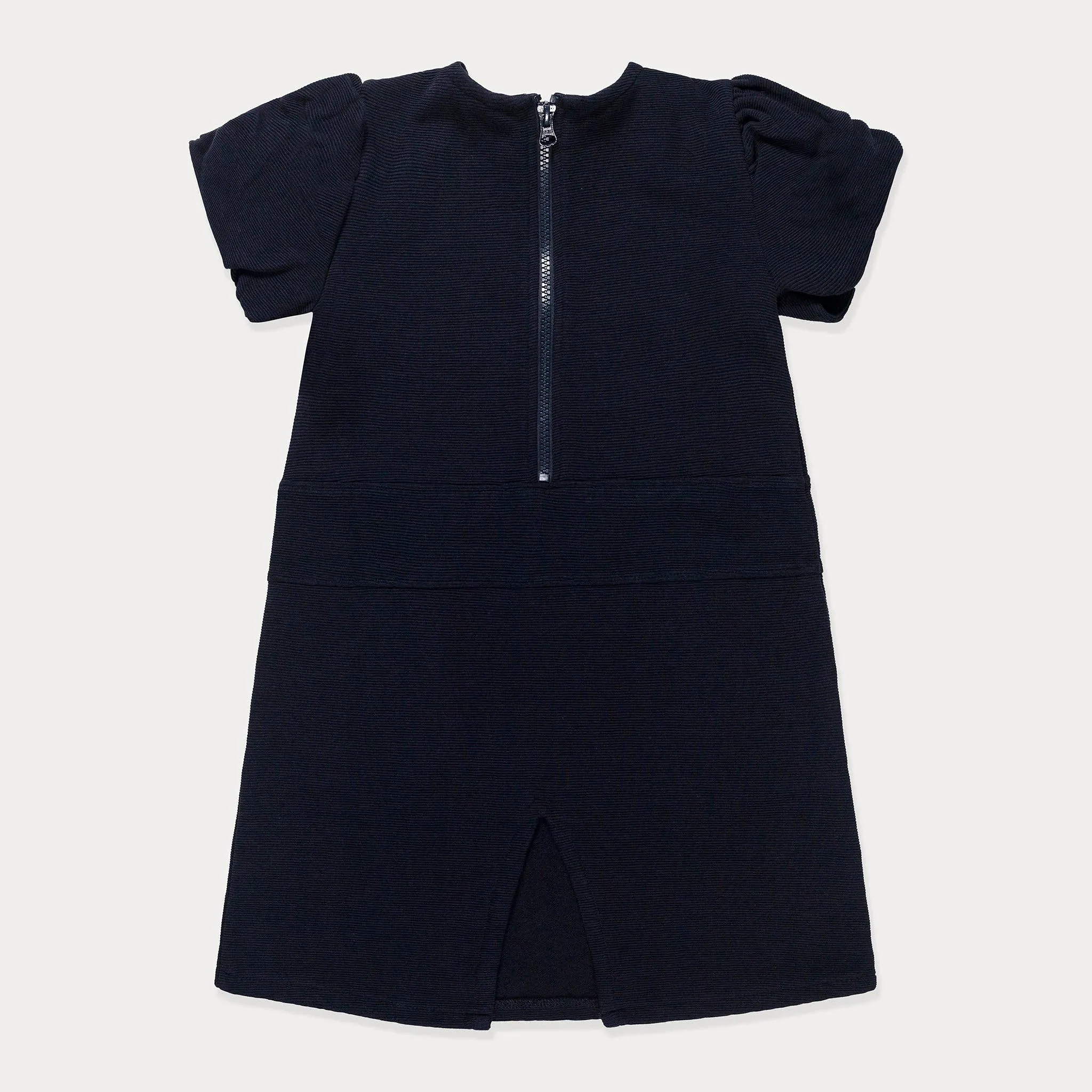 Dark Navy Ottoman Knit Heavy Ribbed Cotton Dress