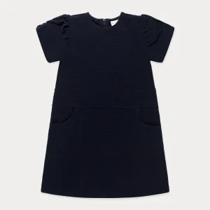 Dark Navy Ottoman Knit Heavy Ribbed Cotton Dress
