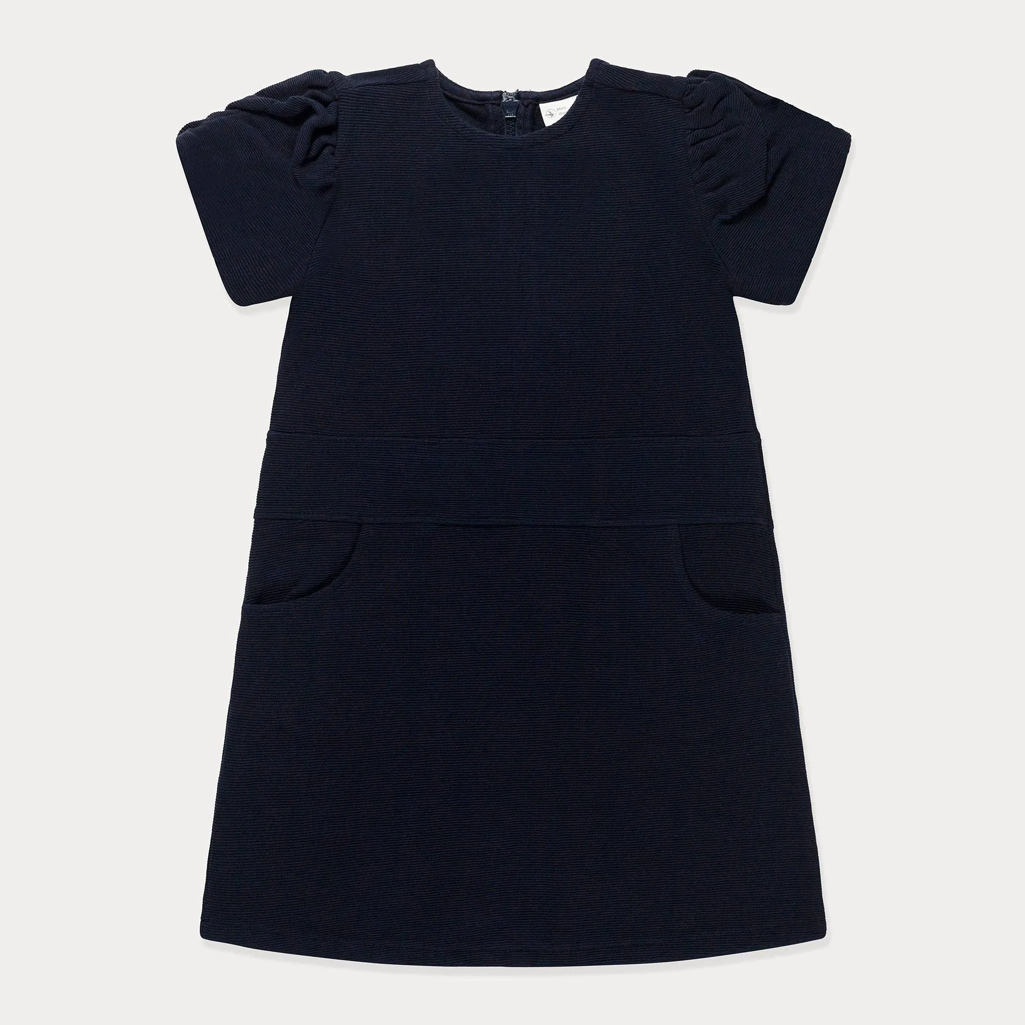 Dark Navy Ottoman Knit Heavy Ribbed Cotton Dress