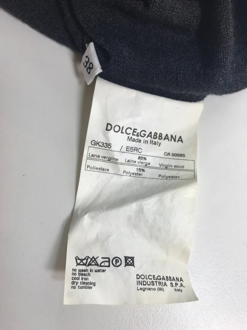 DOLCE & GABBANA Gray Wool Long Sleeve V-neck Sweater Size 38