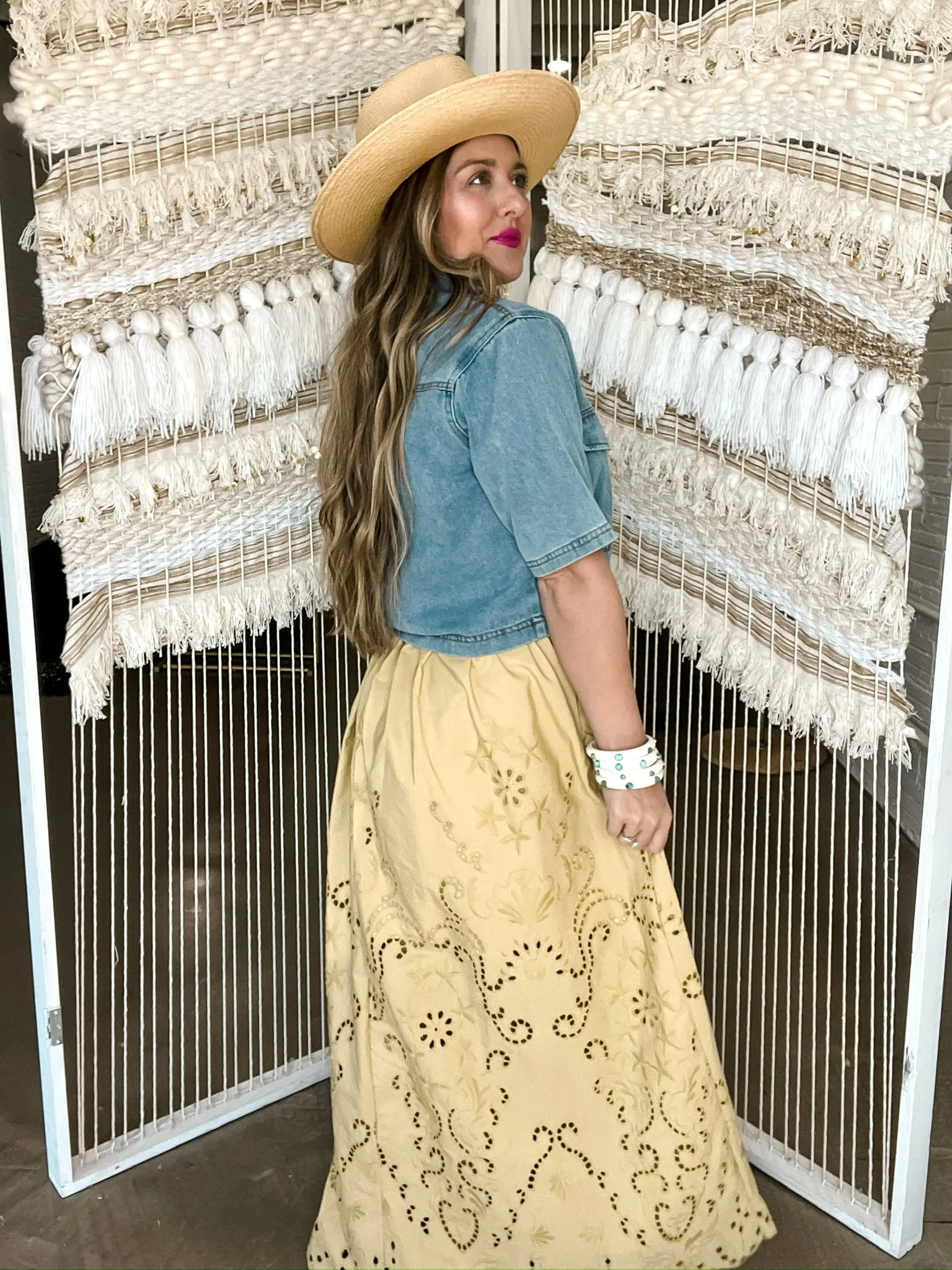 Drop Top Denim Collar Top
