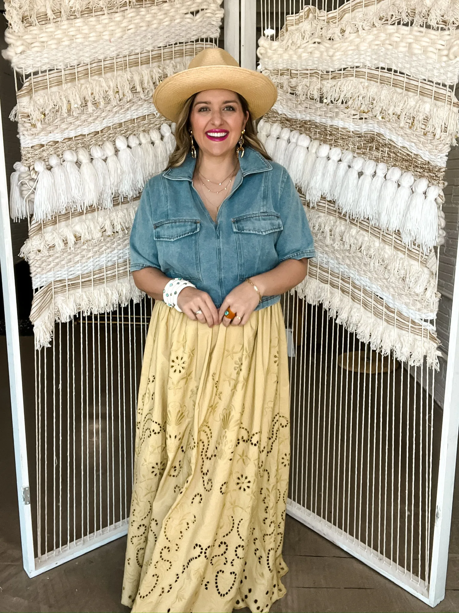 Drop Top Denim Collar Top