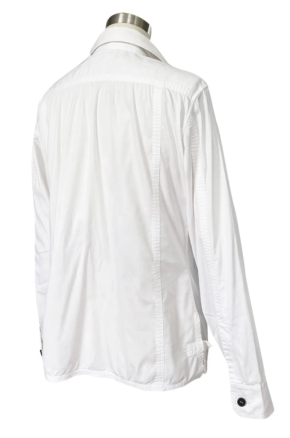 Early 2000s Tom Ford for Yves Saint Laurent Front Lace White Safari Shirt