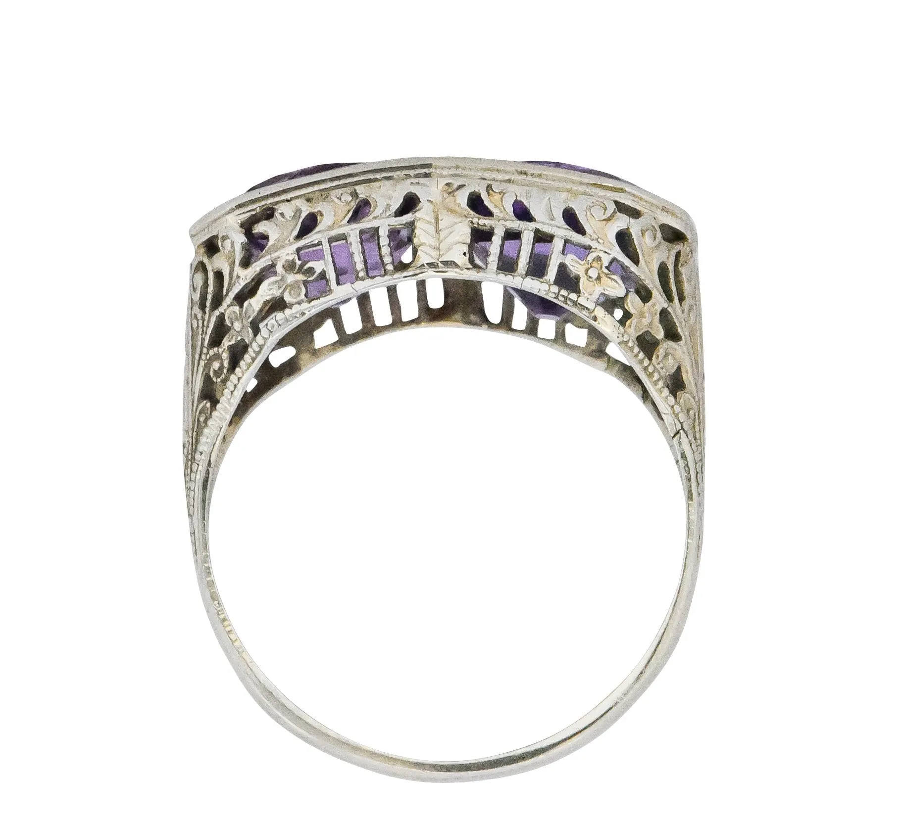 Edwardian 4.80 CTW Amethyst 14 Karat White Gold Ring
