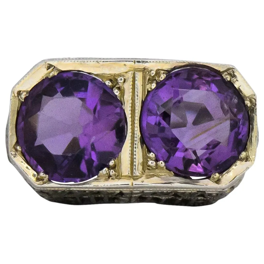Edwardian 4.80 CTW Amethyst 14 Karat White Gold Ring