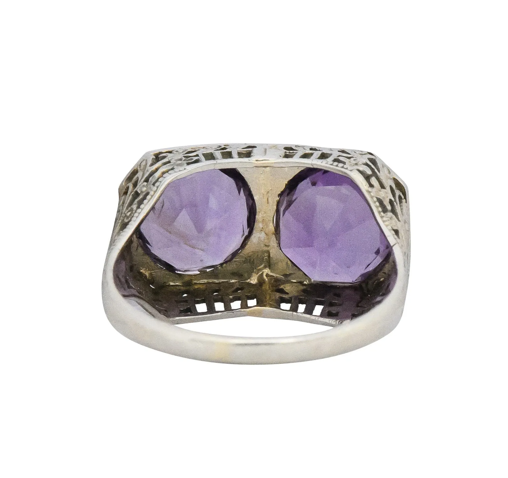 Edwardian 4.80 CTW Amethyst 14 Karat White Gold Ring