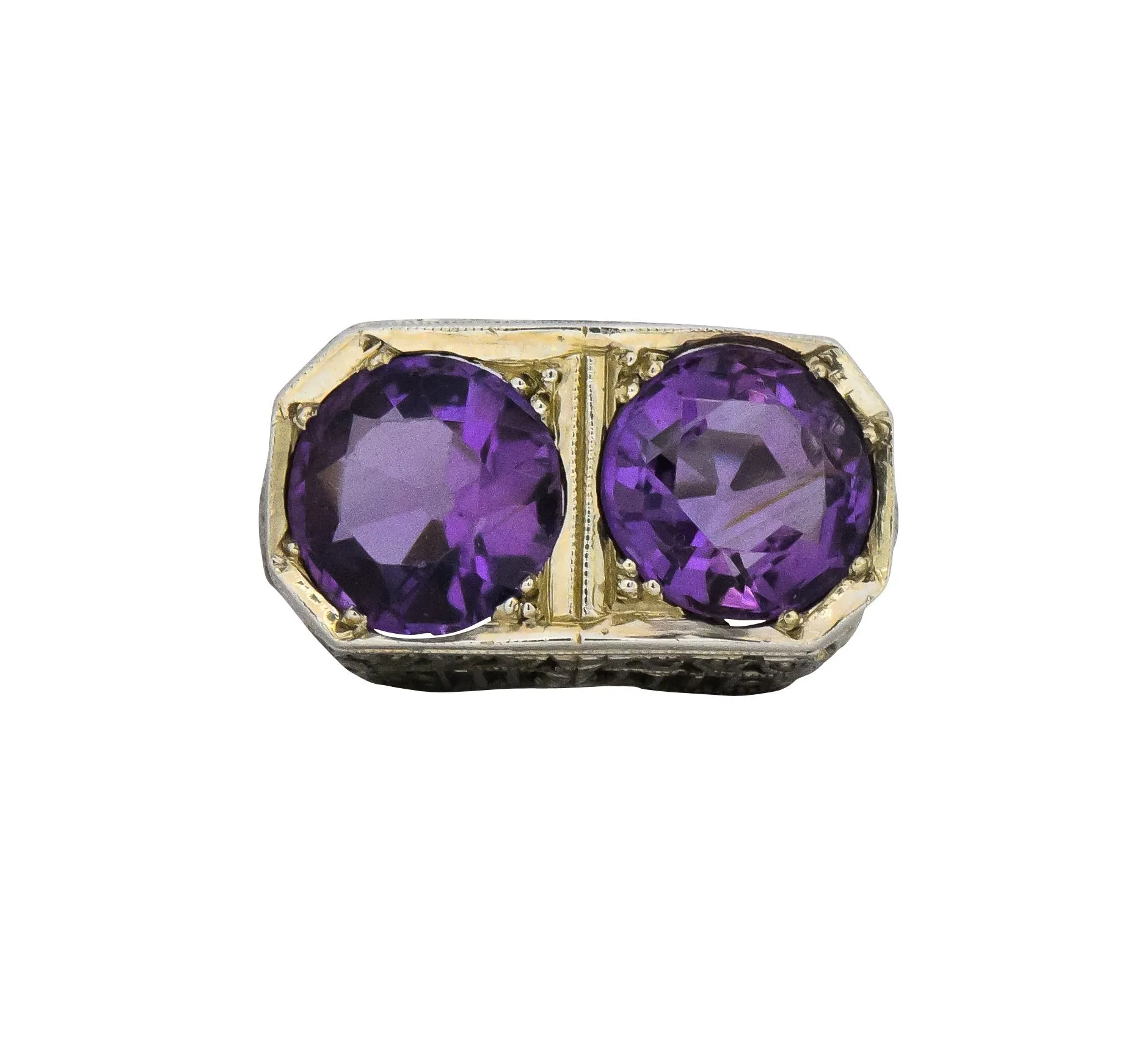 Edwardian 4.80 CTW Amethyst 14 Karat White Gold Ring