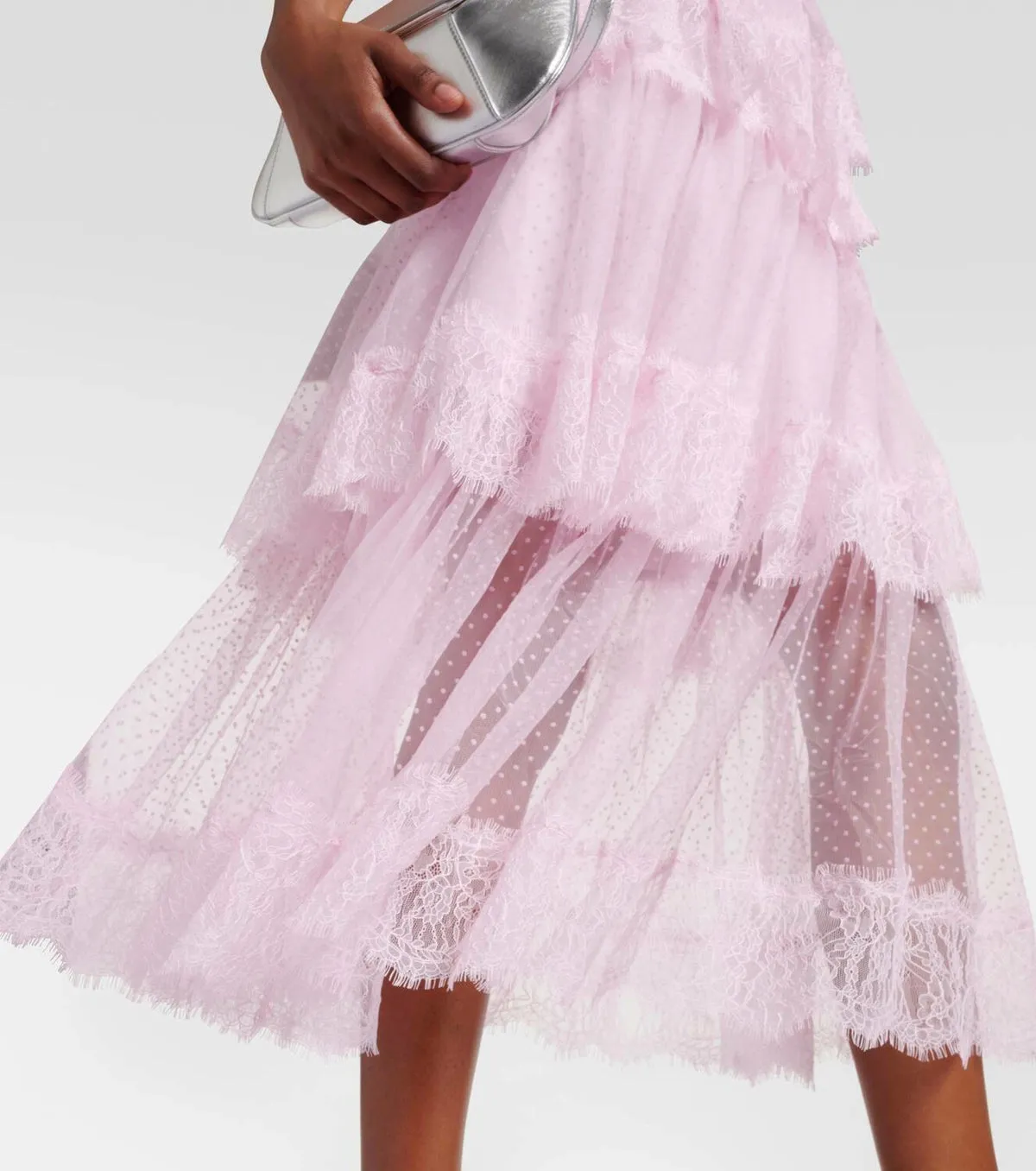 Elgine Crystal-Embellished Lace-trimmed Midi Dress