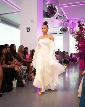 Envysaje Atelier Cream Riviera Draped Gown