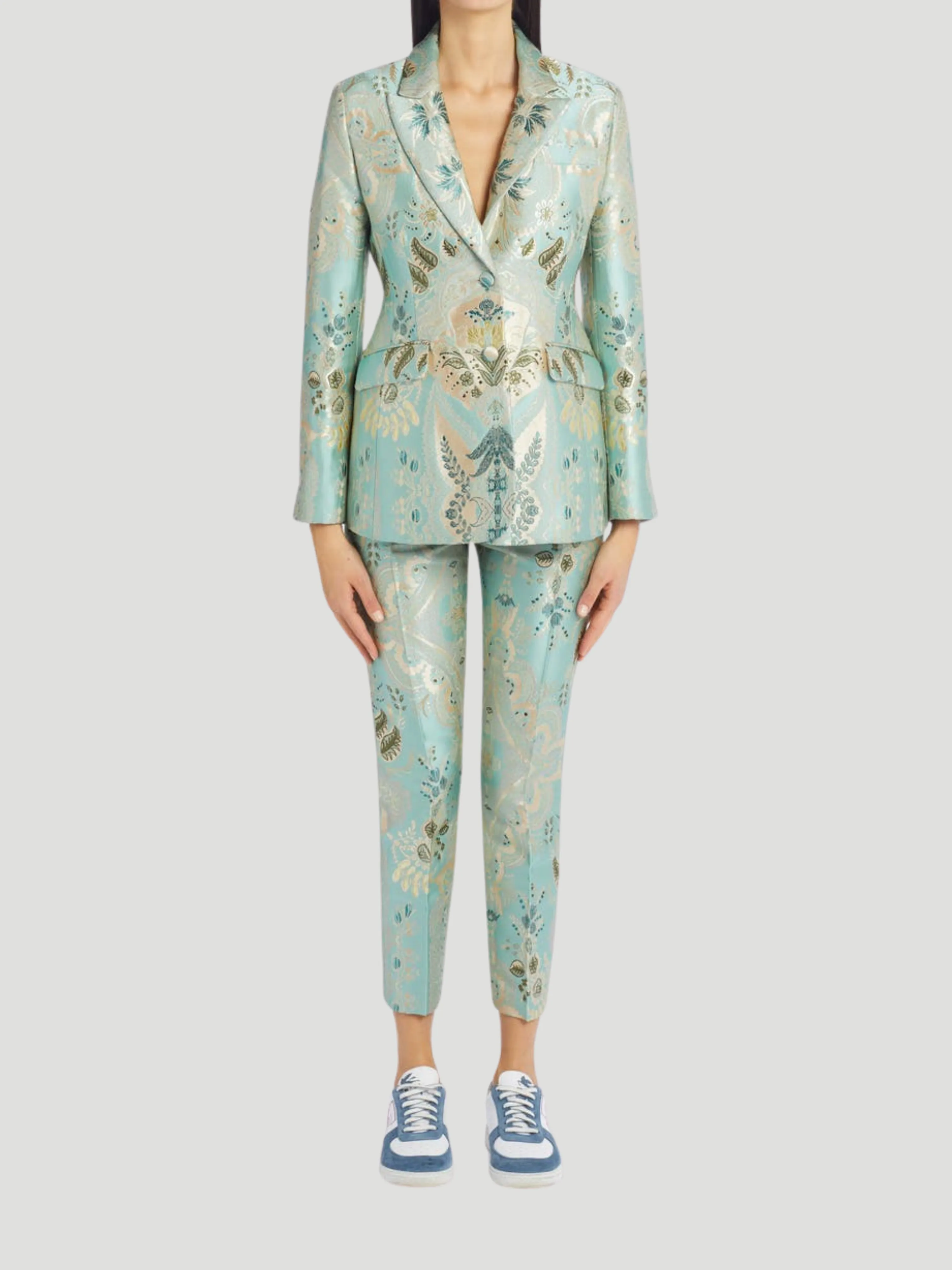 Etro Aqua Metallic Jacquard Suit