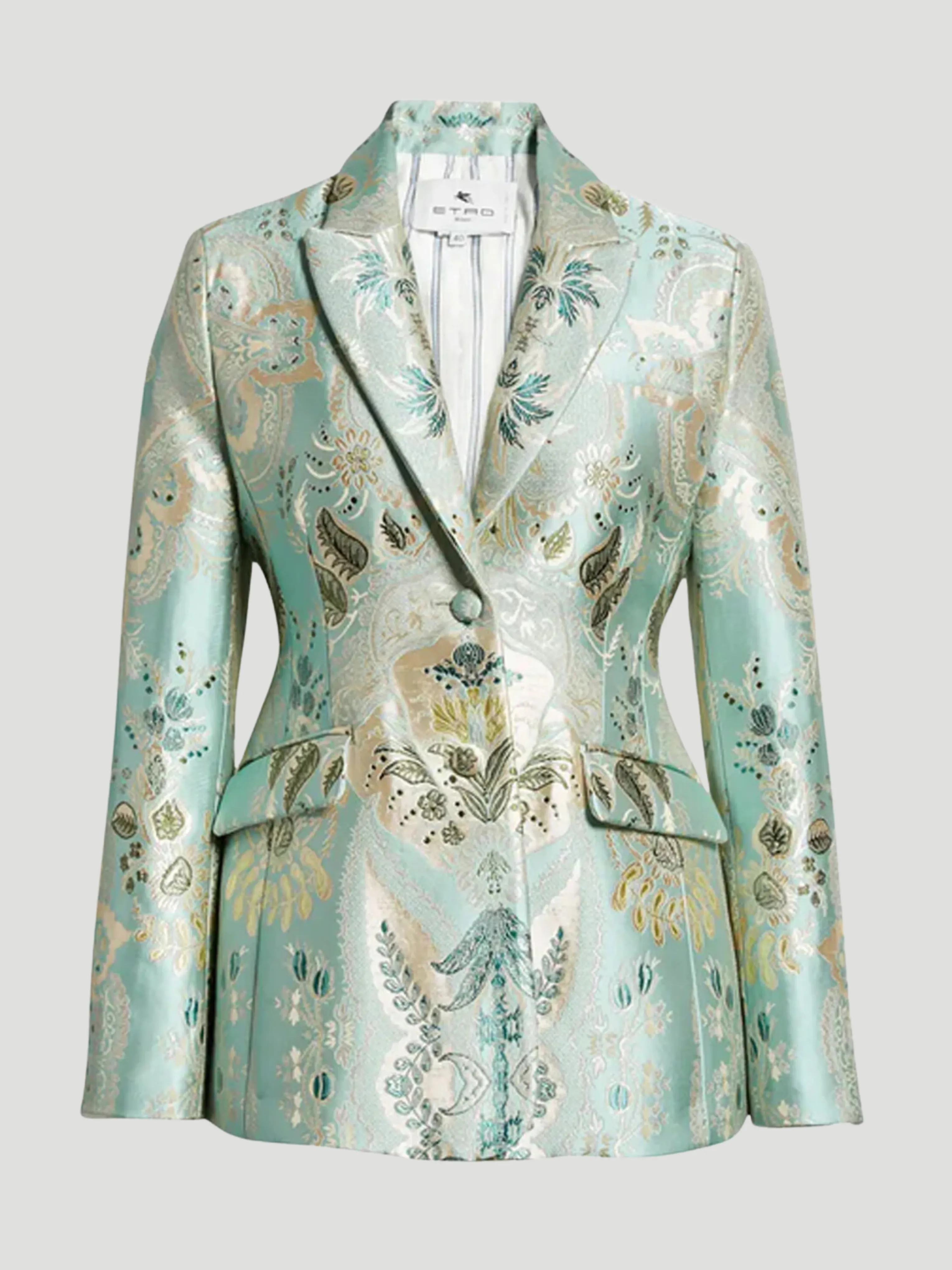 Etro Aqua Metallic Jacquard Suit