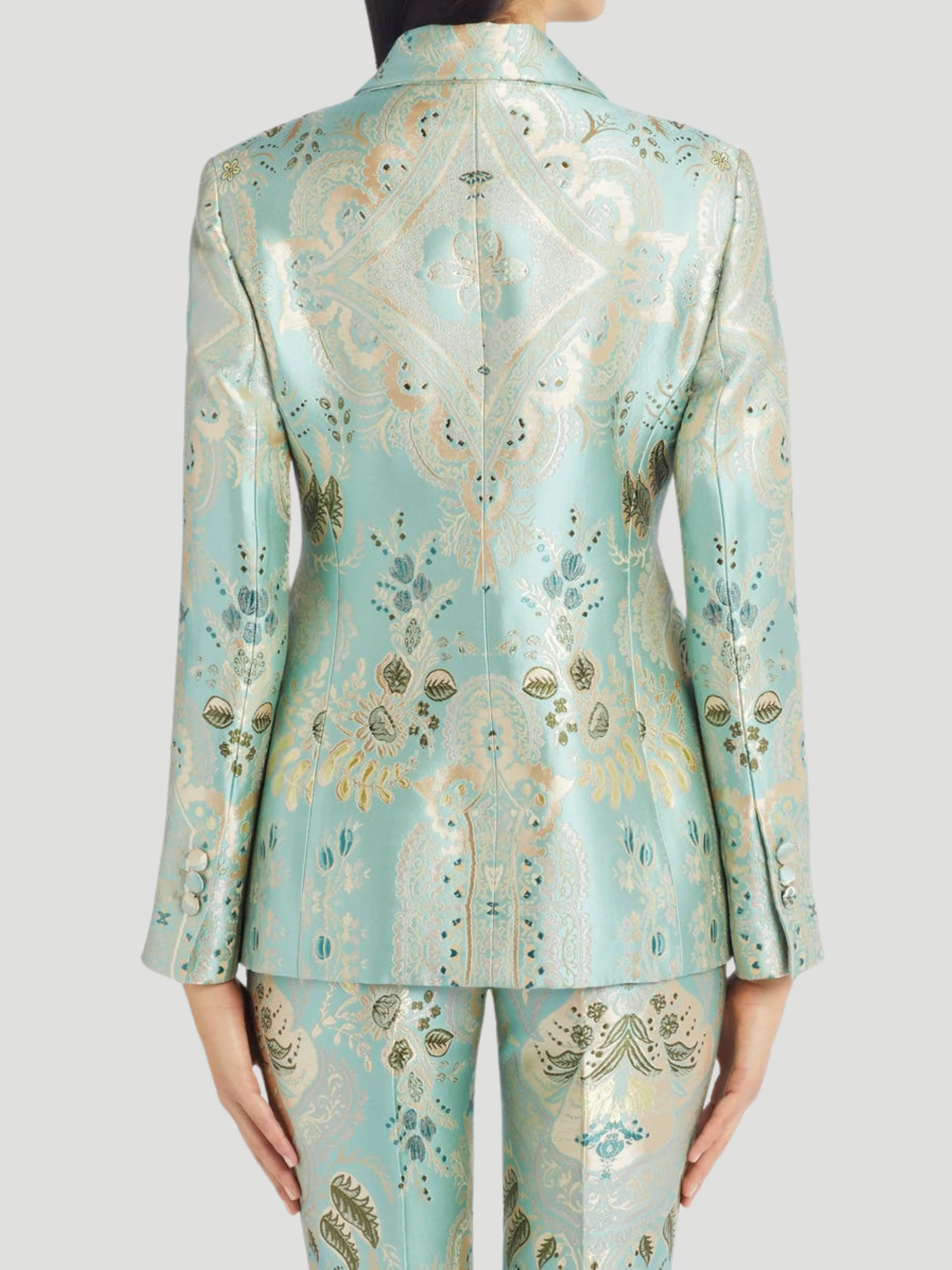 Etro Aqua Metallic Jacquard Suit