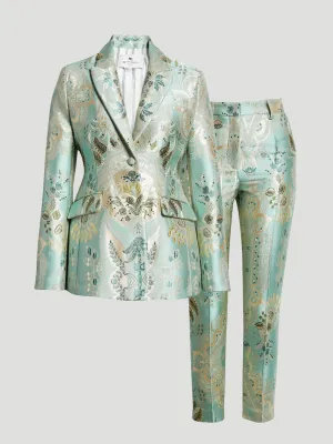 Etro Aqua Metallic Jacquard Suit