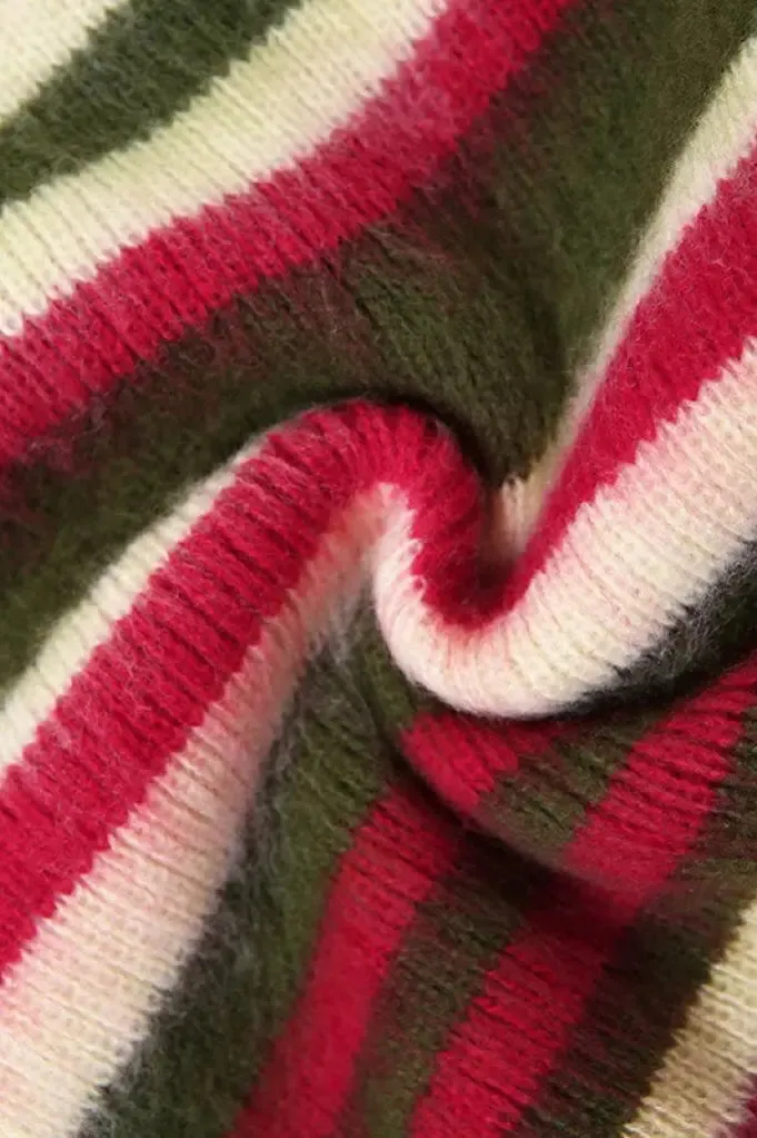'Fairy Lights' Holiday Christmas Striped Knitted Skirt Legwarmers