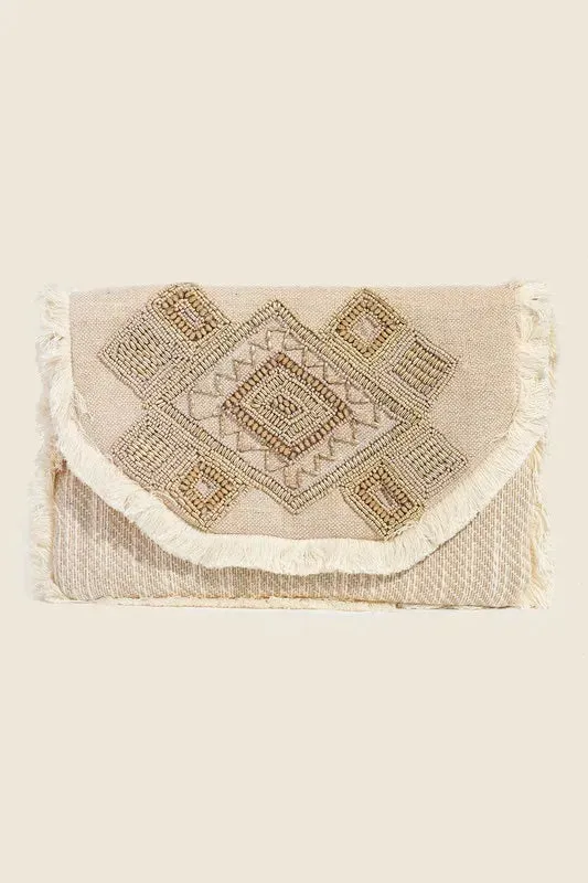 Fame Boho Beaded Pattern Envelope Bag