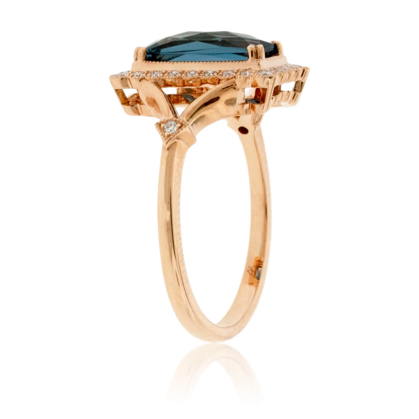 Fancy Cut London Blue Topaz Milgrain Style Ring