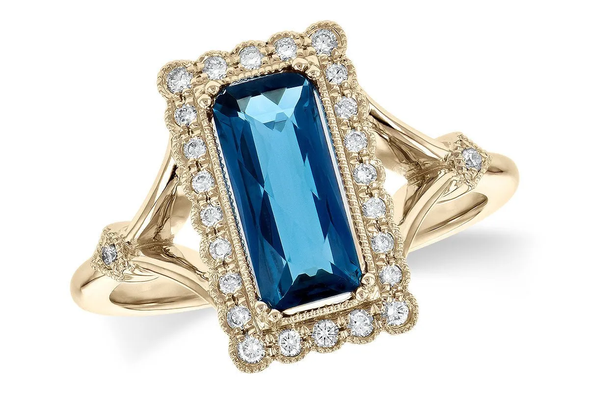 Fancy Cut London Blue Topaz Milgrain Style Ring