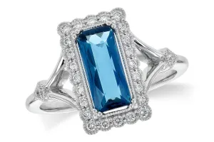 Fancy Cut London Blue Topaz Milgrain Style Ring