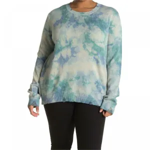 FATE Plus Size Tie Dye Distressed Crewneck Sweater