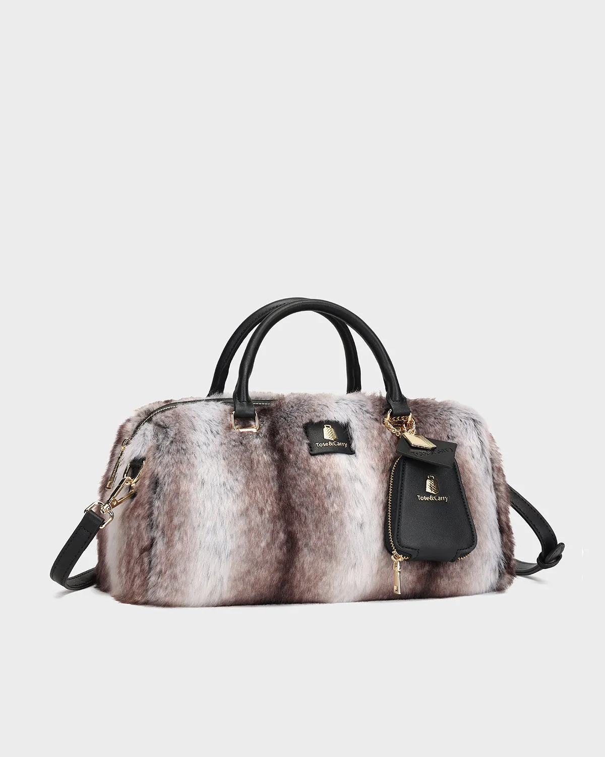 Faux Chinchilla Purse in Caramel Brown