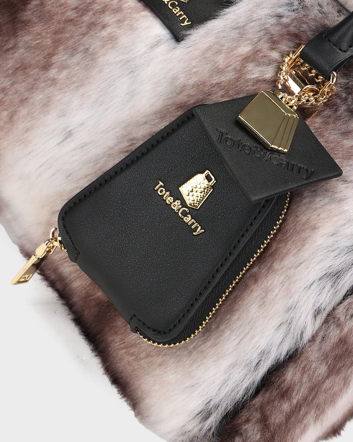 Faux Chinchilla Purse in Caramel Brown