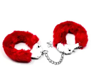 Fetish Pleasure Fluffy Hand Cuffs Red