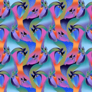 Fiesta Horses Purple Metallic
