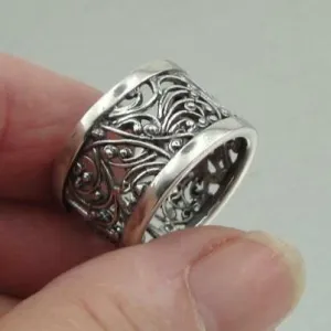 Filigree Ring 925 Sterling Silver 6,7,8,9,10 Modern Handmade Hadar Designers  (S)