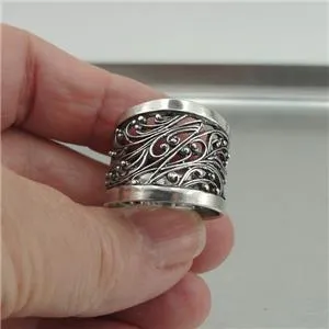 Filigree Ring 925 Sterling Silver 6,7,8,9,10 Modern Handmade Hadar Designers  (S)