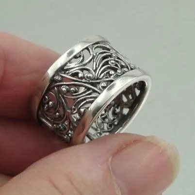 Filigree Ring 925 Sterling Silver 6,7,8,9,10 Modern Handmade Hadar Designers  (S)