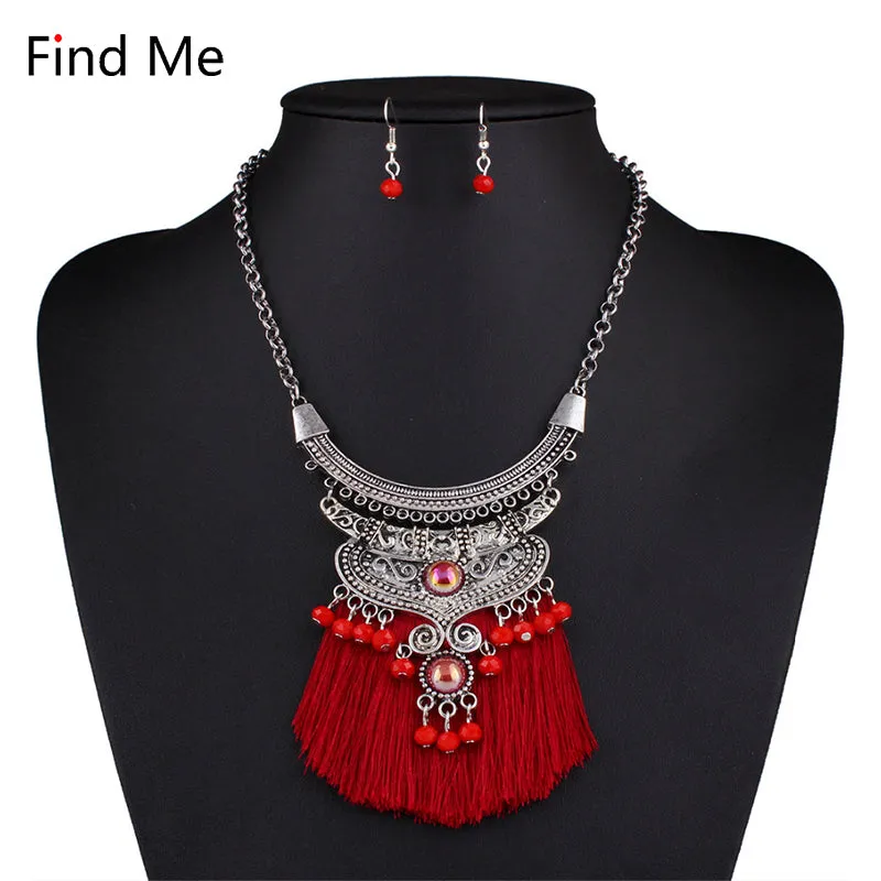 Find Me 2018 brand fashion wholesale boho tassels collar choker necklace vintage ethnic maxi statement necklace women Jewelry