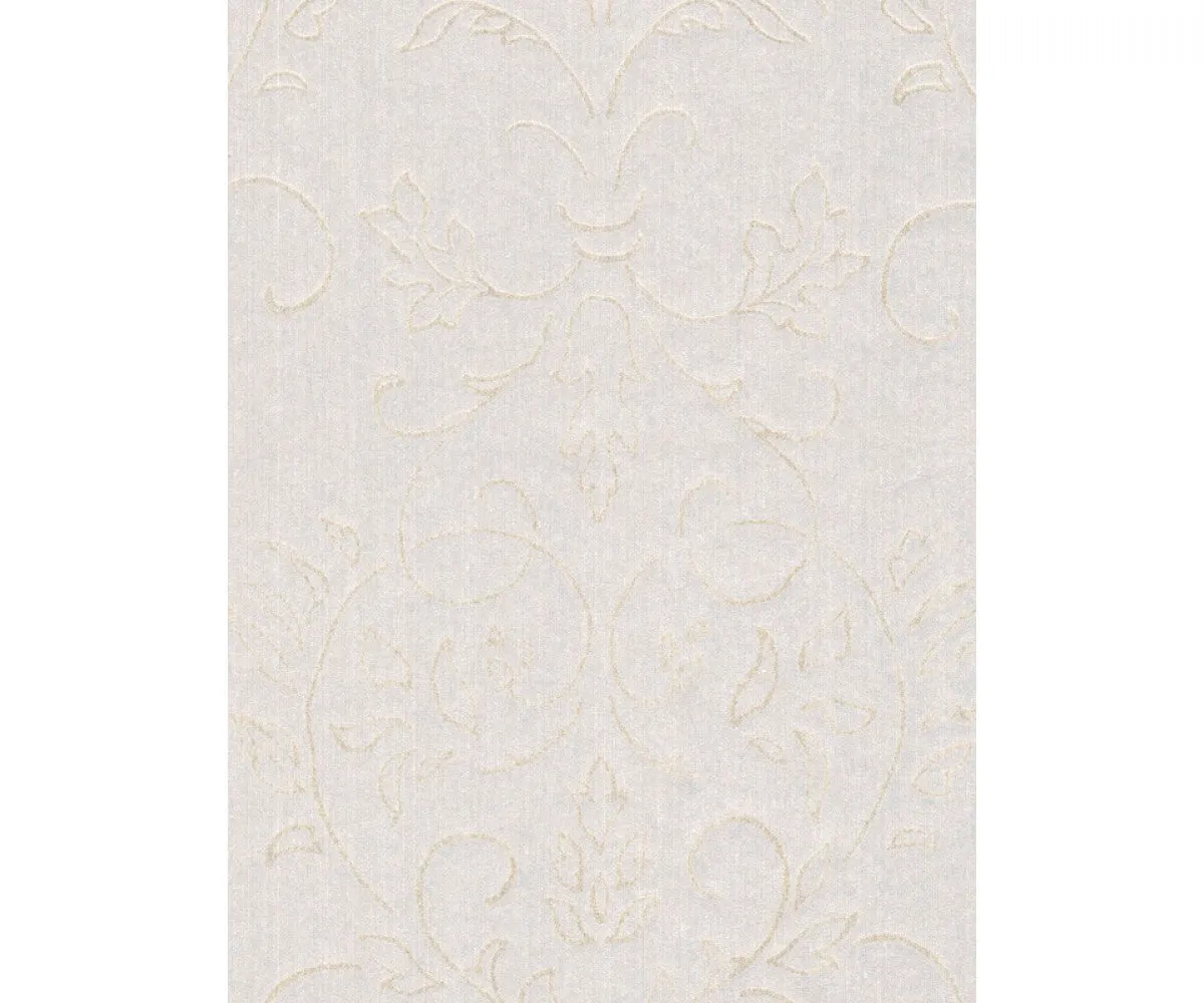 Floral Scroll Textured Metallic White 290618 Wallpaper