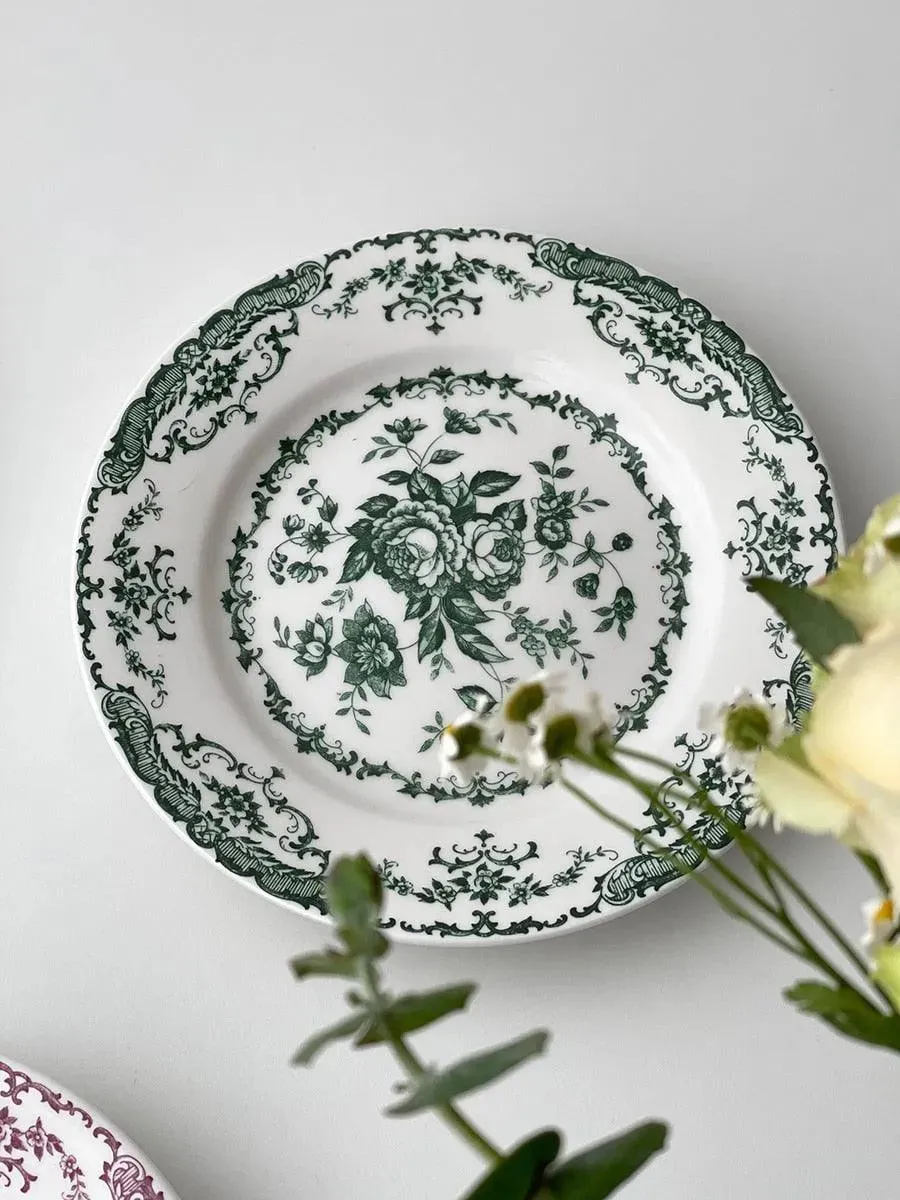 Floral Vintage Inspired Rose Dessert Plate