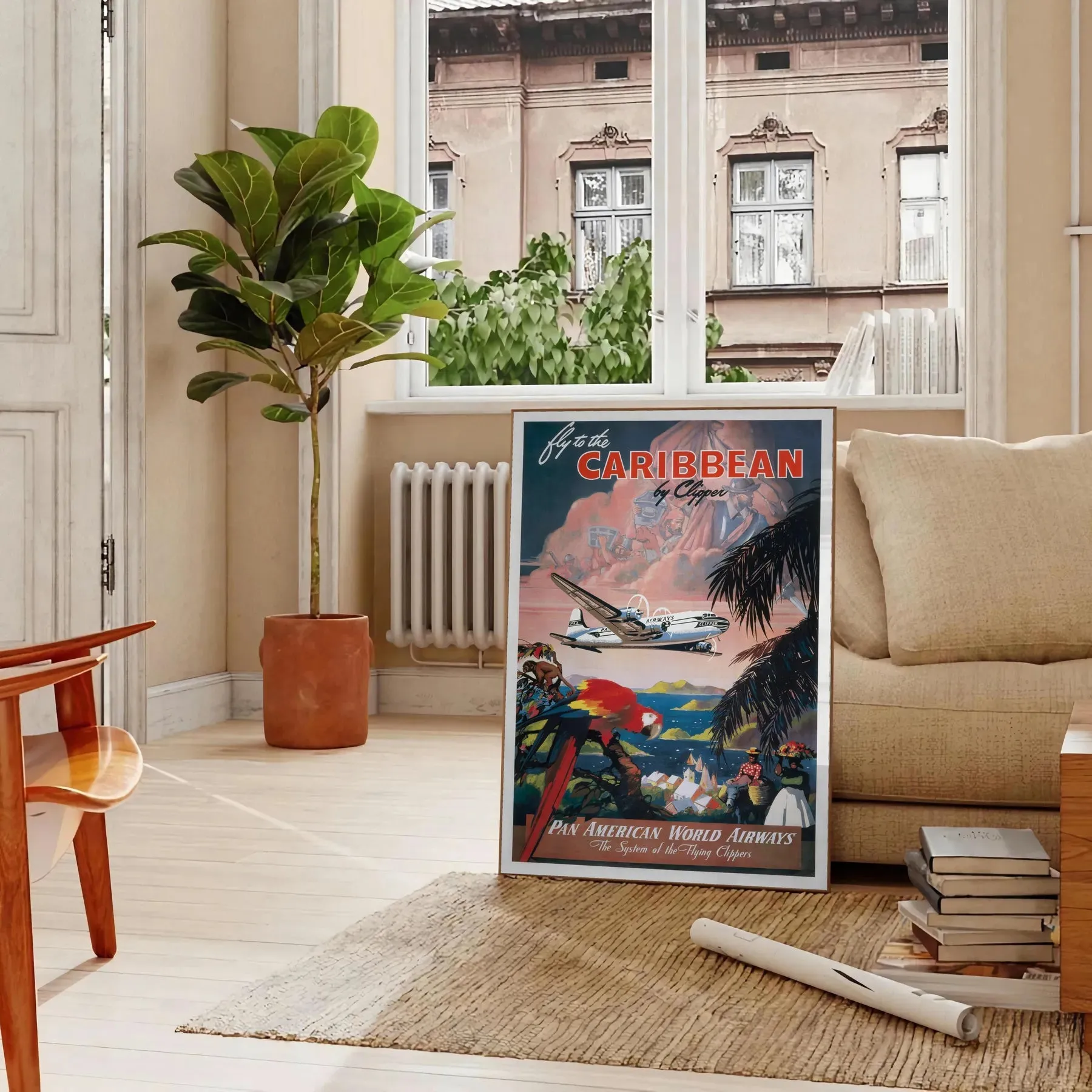 Fly To The Caribean Travel Poster Print