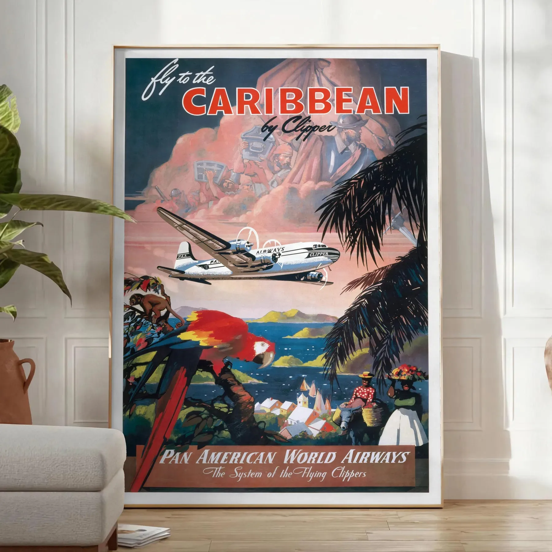 Fly To The Caribean Travel Poster Print