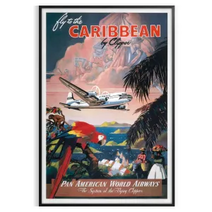 Fly To The Caribean Travel Poster Print